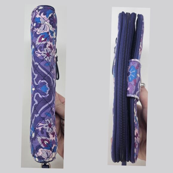 Vera Bradley RFID Turnlock Wallet Organizer Retired Java Purple *Flaws* - Picture 4 of 14